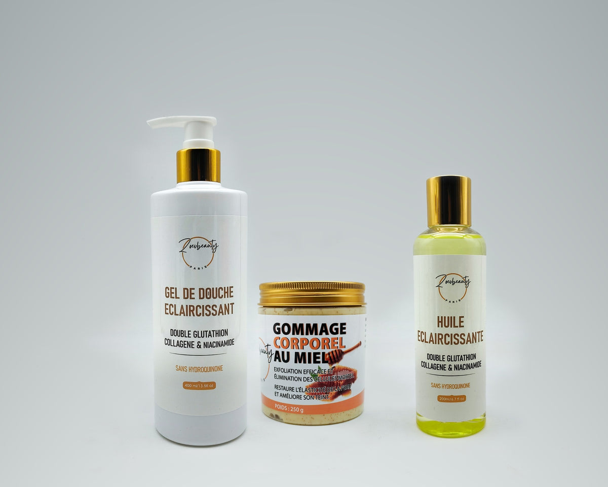 Combo Été – Trio Corps Éclat ZOEVBEAUTY (Gel Douche + Gommage + Huile)